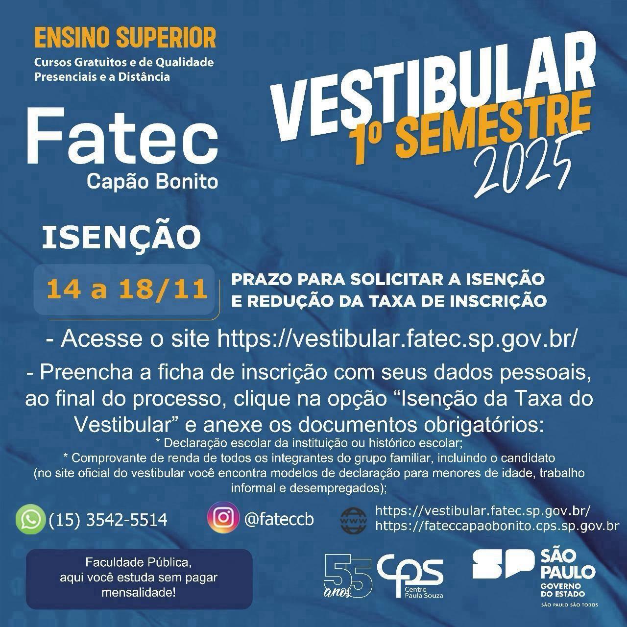 Ensino Superior Público e de Qualidade na Fatec Capão Bonito! 